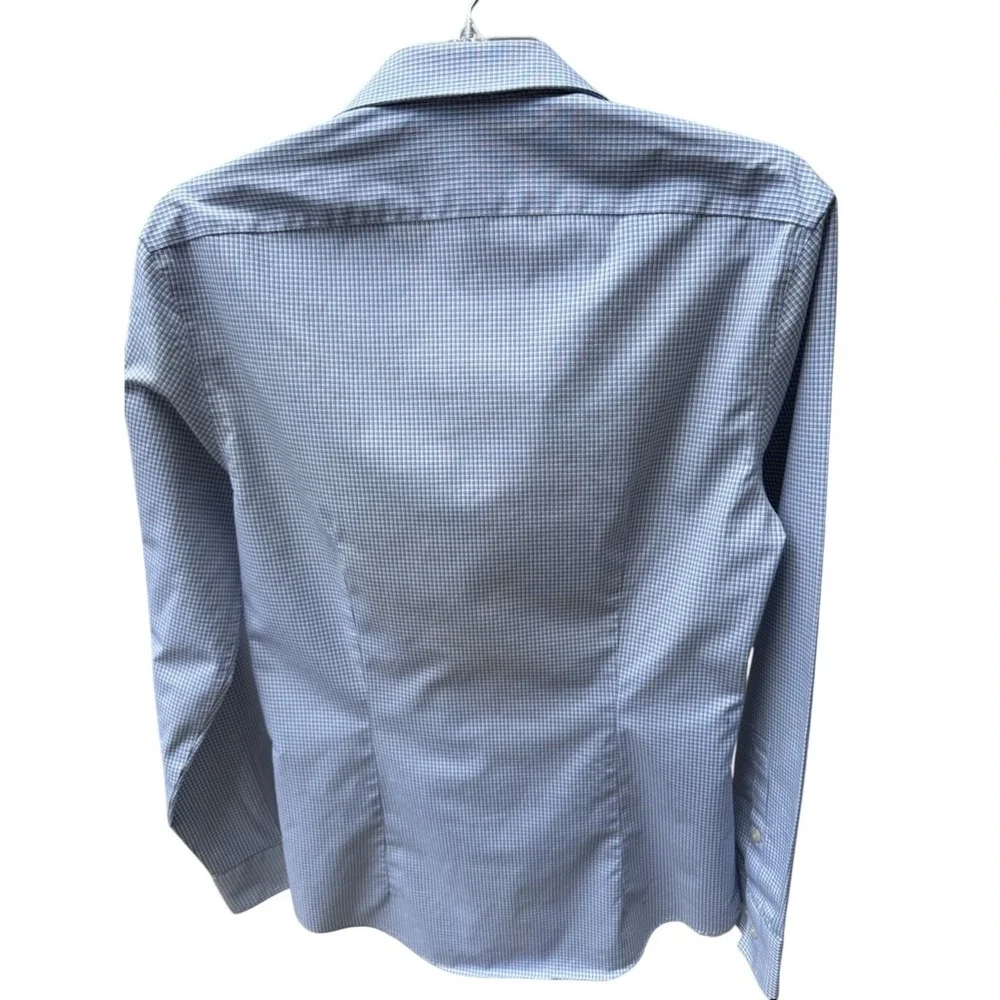 Calvin Klein Men's Light Blue‎ Micro-Check Dress Shirt. 14.5.32/33.Extreme slim.